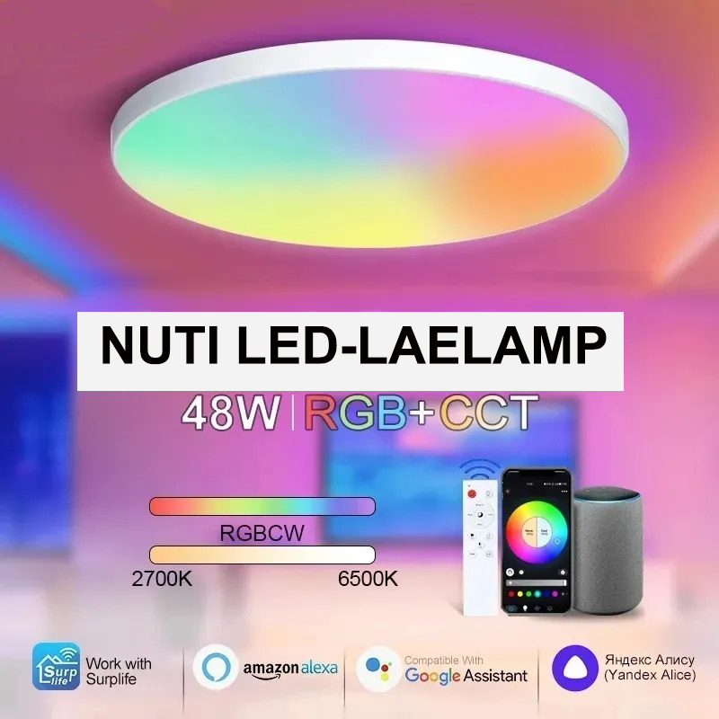 Marpou™ LED-laelamp: säästa -80% energiat. Juhi hääle, puldi või telefoniga.