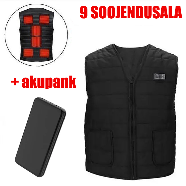 Atinov™ V-kaeluse ja lukuga 3-astmelise soojendusega puuvillane vest. Postikuluta!