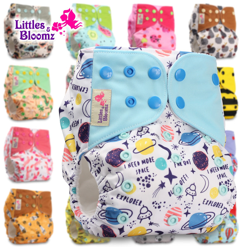 [Littles&Bloomz]2021 Washable Reusable Cloth Diaper Ecological Adjustable Real Pocket Nappy Fit 0-2year 3-15kg Baby Insert