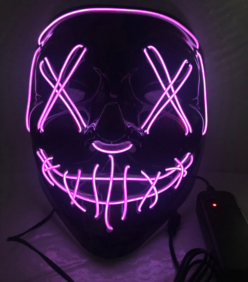 Led Mask Halloween Party Masque Masquerade Masks Neon Maske Light Glow In The Dark Mascara Horror Maska Glowing Masker Purge