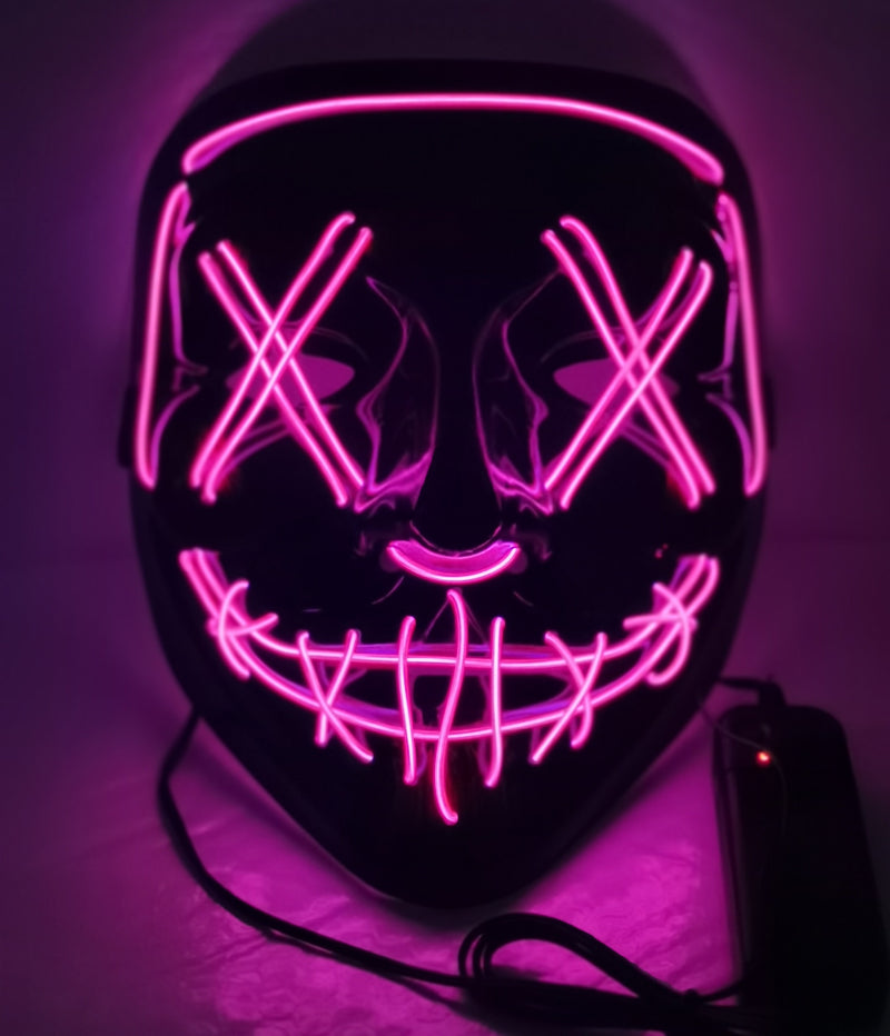 Led Mask Halloween Party Masque Masquerade Masks Neon Maske Light Glow In The Dark Mascara Horror Maska Glowing Masker Purge