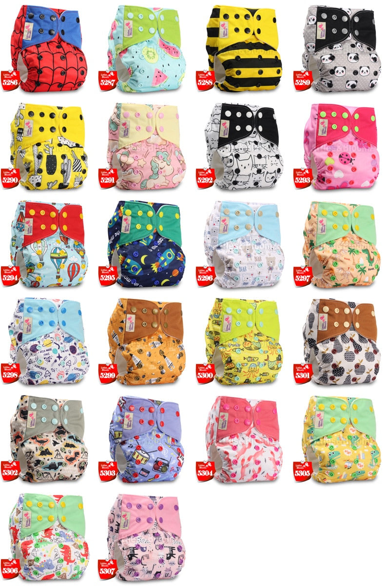 [Littles&Bloomz]2021 Washable Reusable Cloth Diaper Ecological Adjustable Real Pocket Nappy Fit 0-2year 3-15kg Baby Insert