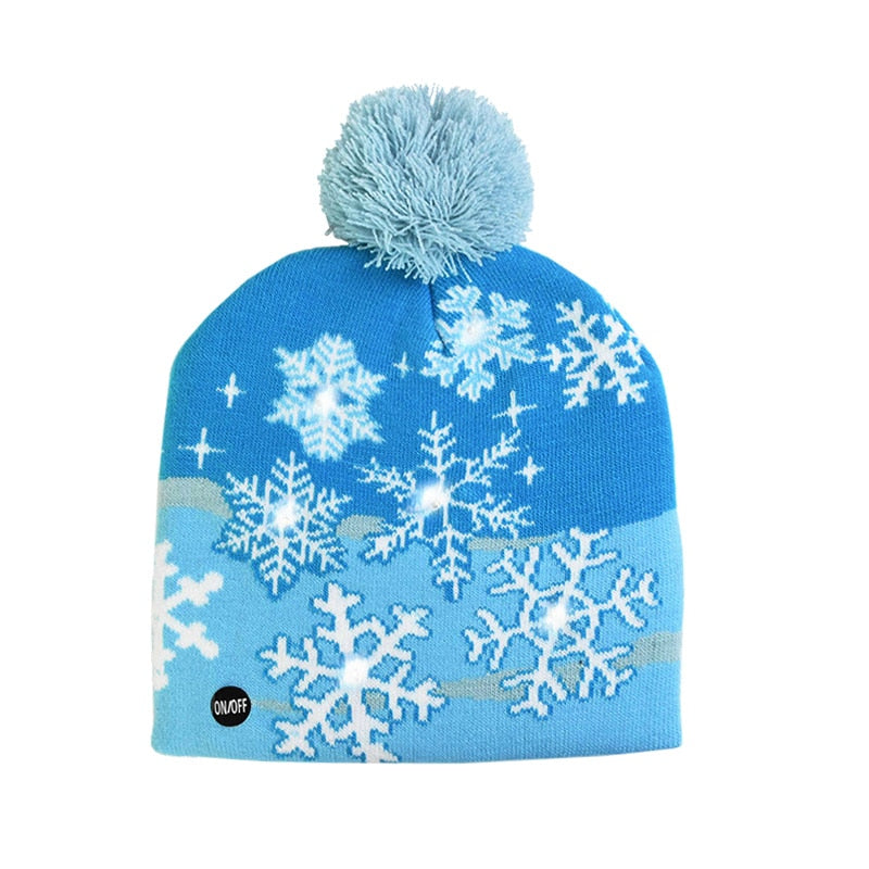 LED Christmas Hat Sweater Knitted Beanie Christmas Light Up Knitted Hat Christmas Gift for Kids Xmas 2021 New Year Decorations
