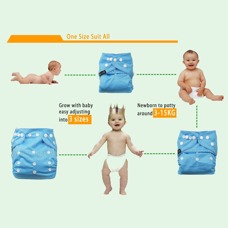 [Littles&Bloomz]2021 Washable Reusable Cloth Diaper Ecological Adjustable Real Pocket Nappy Fit 0-2year 3-15kg Baby Insert