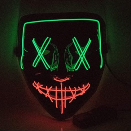 Led Mask Halloween Party Masque Masquerade Masks Neon Maske Light Glow In The Dark Mascara Horror Maska Glowing Masker Purge