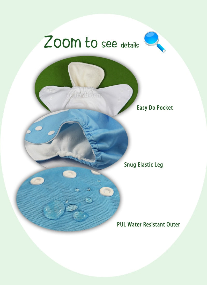 [Littles&Bloomz]2021 Washable Reusable Cloth Diaper Ecological Adjustable Real Pocket Nappy Fit 0-2year 3-15kg Baby Insert