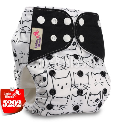 [Littles&Bloomz]2021 Washable Reusable Cloth Diaper Ecological Adjustable Real Pocket Nappy Fit 0-2year 3-15kg Baby Insert