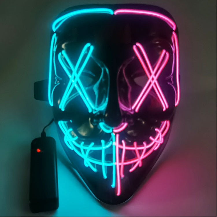 Led Mask Halloween Party Masque Masquerade Masks Neon Maske Light Glow In The Dark Mascara Horror Maska Glowing Masker Purge