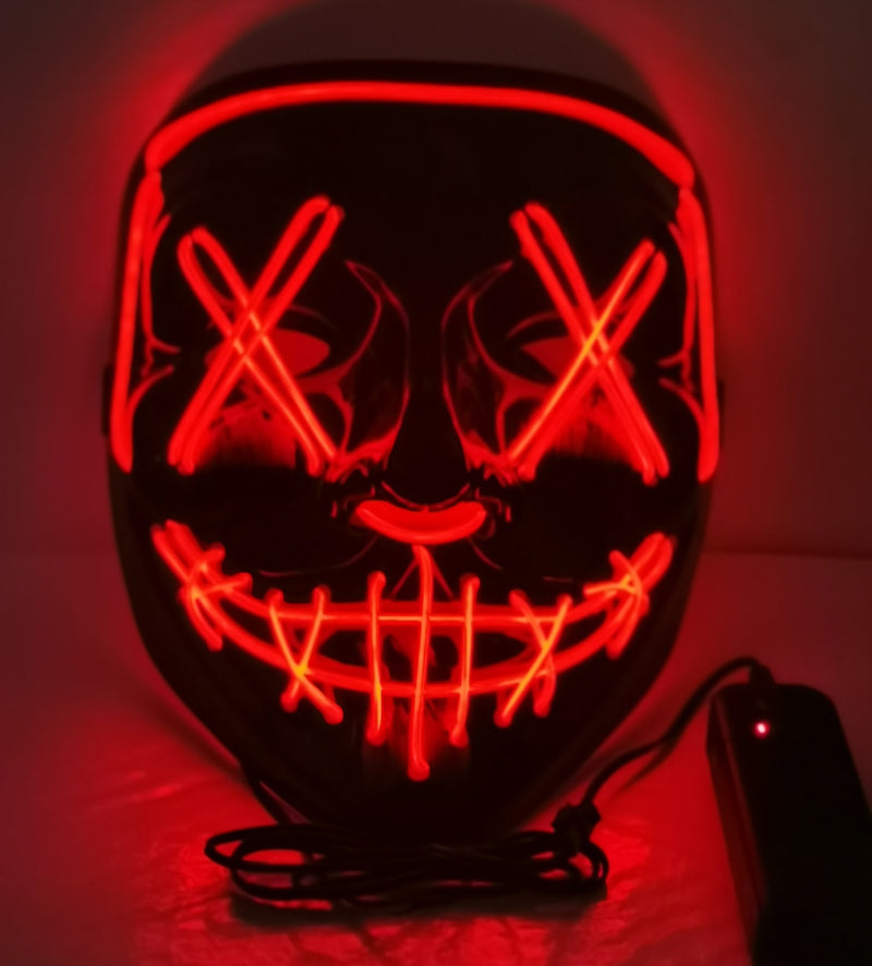 Led Mask Halloween Party Masque Masquerade Masks Neon Maske Light Glow In The Dark Mascara Horror Maska Glowing Masker Purge