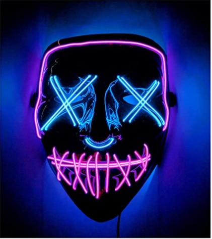 Led Mask Halloween Party Masque Masquerade Masks Neon Maske Light Glow In The Dark Mascara Horror Maska Glowing Masker Purge