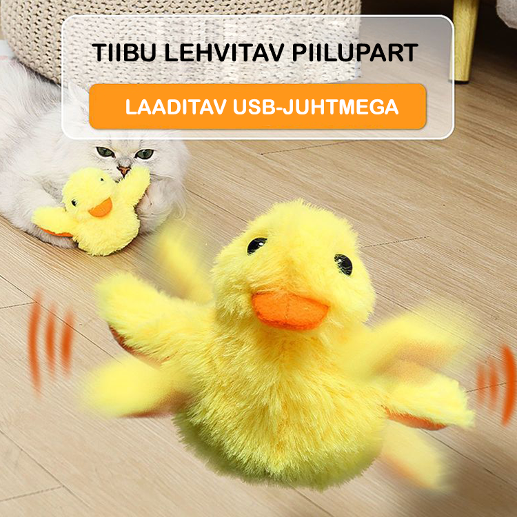 PetFUN™ puudutuse peale lehvitav ja prääksuv pardipoeg + kingituseks catnip